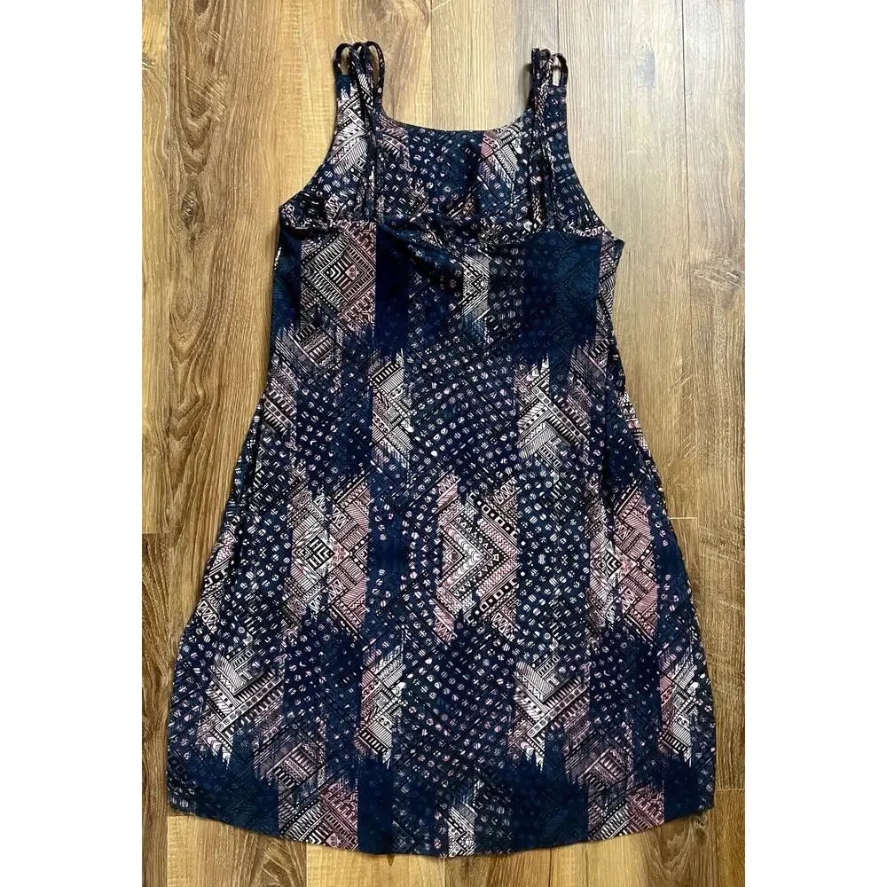 Kyodan Outdoor Leaf Print Mini Dress, Women's Size L‎ Navy Bra Built In Pockets